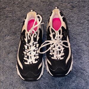 Skechers Black and Pink Chunky Sneakers